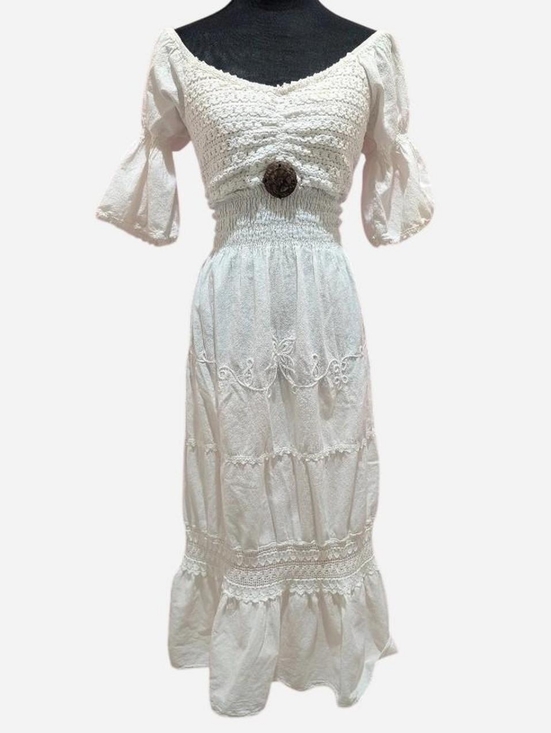 Vintage Dresses & Skirts - Vintage White Western Boho Maxi Dress (fits S-L) ‼️open to Offers